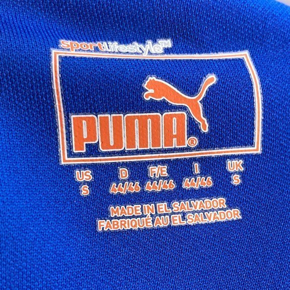 Puma Men's Small S Blue Dry Cell‎ Cat Logo Performance Active Golf Polo Shirt - Picture 3 of 4